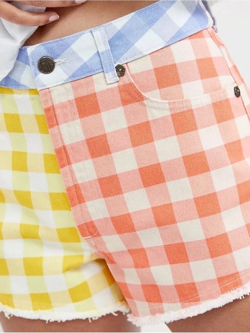 Anthropologie Farm Rio Anthropologie Gingham Colorblock Short Plaid Patchwork M